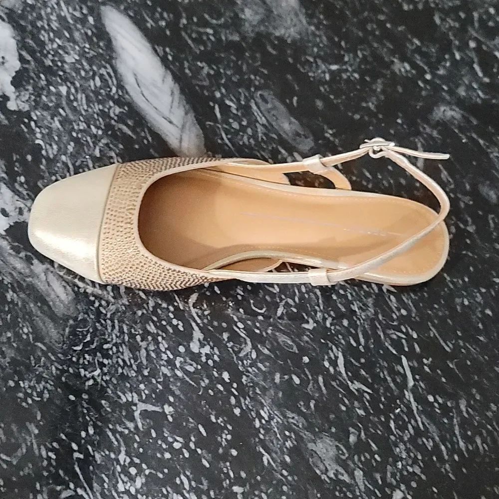 BRAND NEW REPORT MIKKI Elegant CREAM and GOLD  WOMENS SLINGBACK FLAT SHO…
